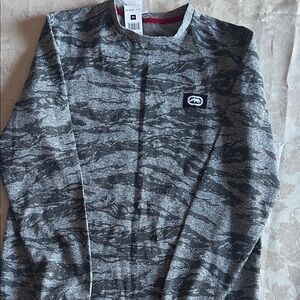 Ecko Unlimited Black and Gray Camouflage Crewneck Sweater